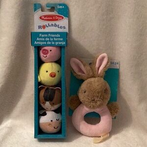 Melissa & Doug Farm Friends Rollables & Bunny Rattle ~ Baby Infant Toys